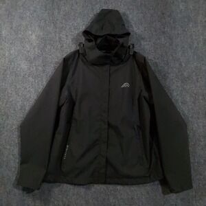 OTU Jacket Mens XL Black Hooded Full Zip Hiking Windbreaker Pockets Lightweight